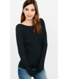 Express Women's Tees Black Ribbed Express One Eleven Bateau Tee