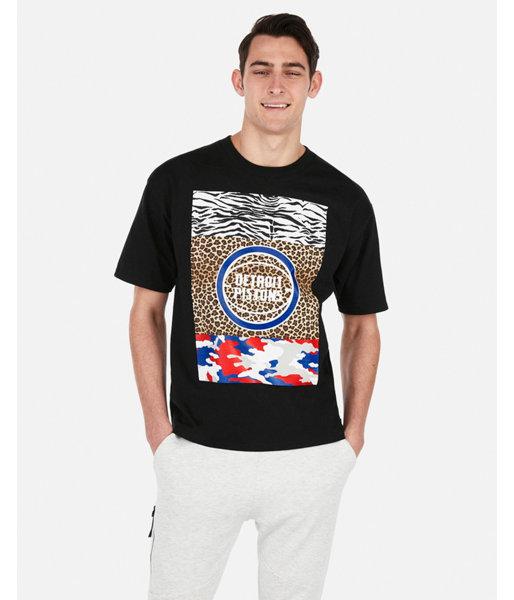 Express Mens Detroit Pistons Nba Heavyweight Graphic Tee