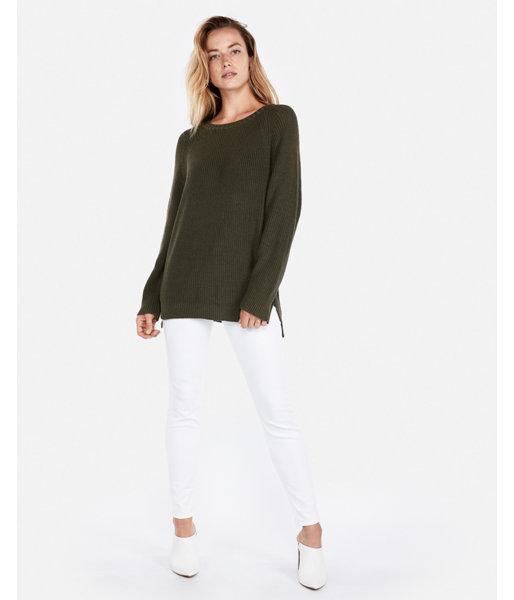 Express Womens Ribbed Oversized Crew Neck Tunic