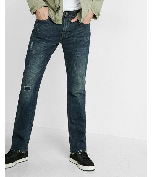 Express Mens Slim Fit Straight Leg Flex Stretch Distressed Jeans