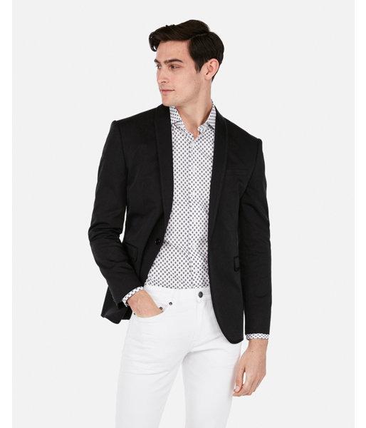 Express Mens Express Mens Slim Black Shawl Collar Cotton Performance