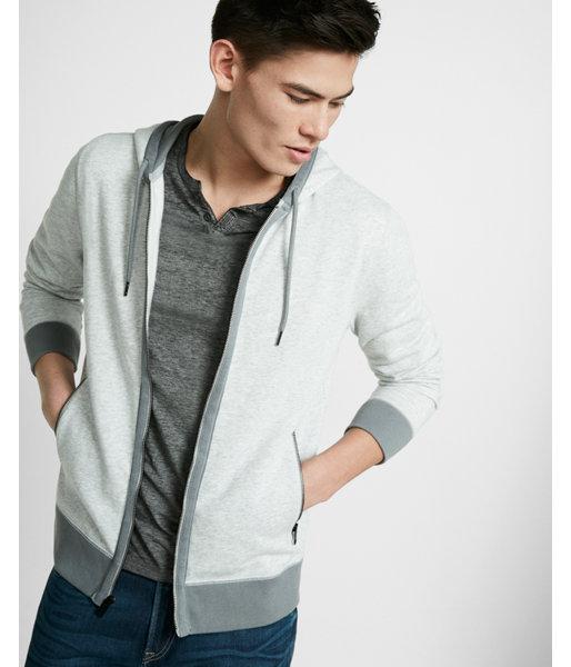 Express Mens Color Block Fleece Zip-up Hoodie