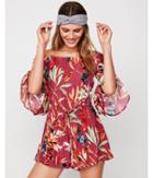 Express Womens Petite Tropical Floral Off The Shoulder Romper