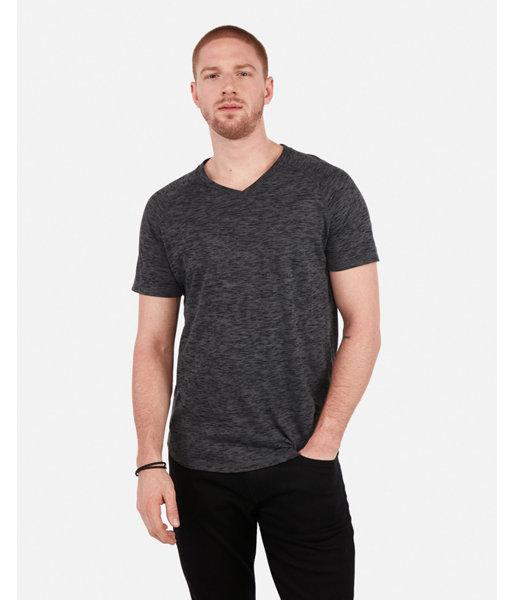 Express Mens Burnout Short Sleeve V-neck Baseball Tee