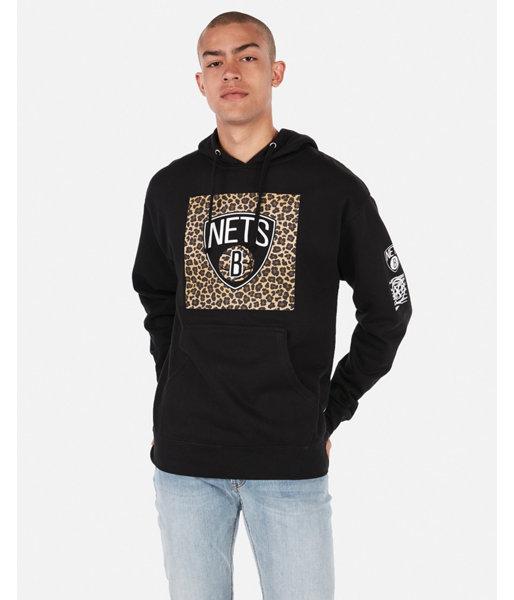 Express Mens Brooklyn Nets Nba Fleece Hoodie