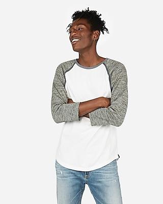 Express Mens Three-quarter Contrast Sleeve Baseball T-shirt