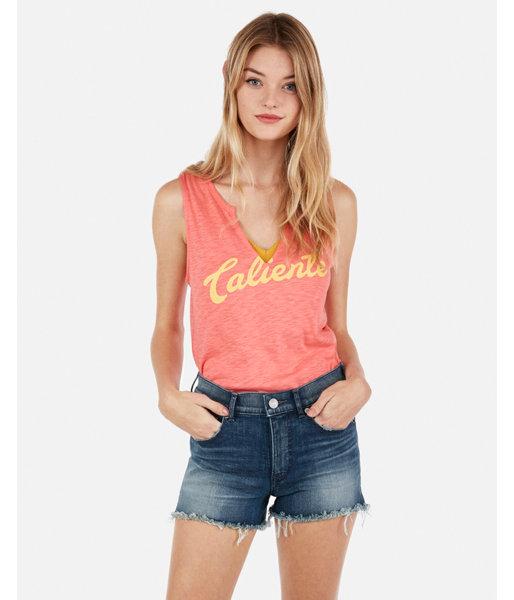 Express Womens Express One Eleven Caliente Notch Neck Easy Tank