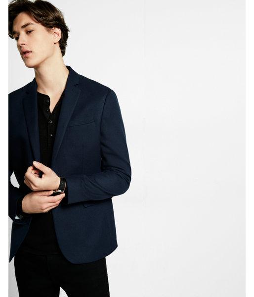 Express Mens Slim Photographer Navy Microweave Knit Jacket