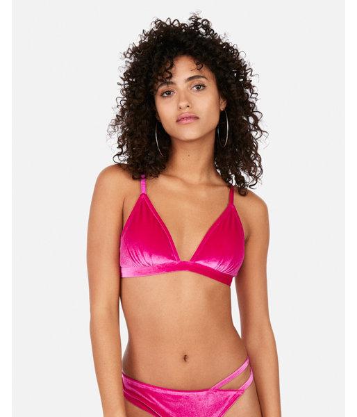 Express Womens Velvet Minimalist Triangle Bikini Top