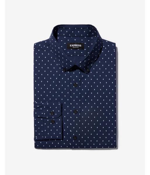 Express Mens Slim Diamond Performance Button-down Dress