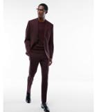 Express Mens Slim Burgundy Wool Blend Oxford