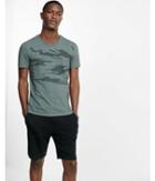 Express Mens Embroidered Camo Graphic V-neck T-shirt