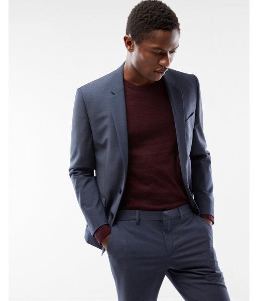 Express Mens Express Mens Extra Slim Blue Wool Blend Performance Stretch