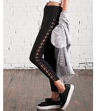 Express Womens Express Womens High Waisted Sexy Stretch Side Grommet Lace-up