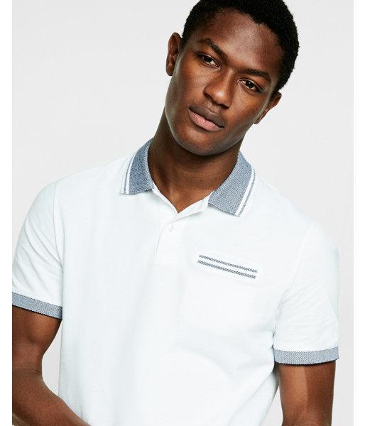 Express Mens Tipped Cotton Pique Polo