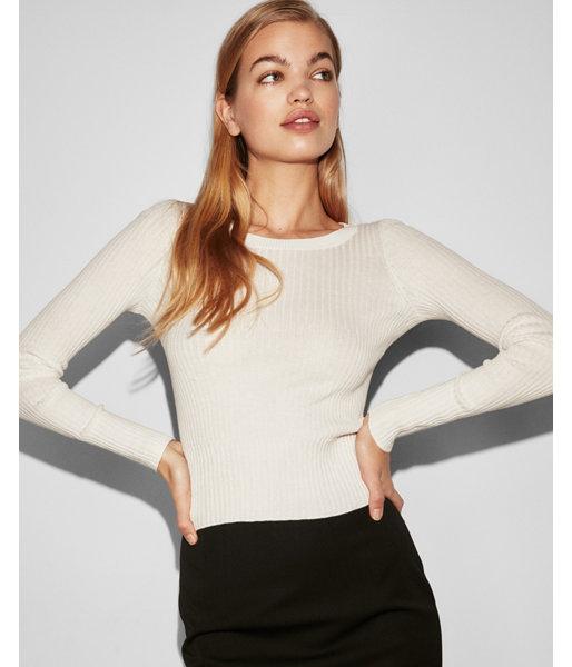 Express Womens Ribbed Crew Neck Pullover