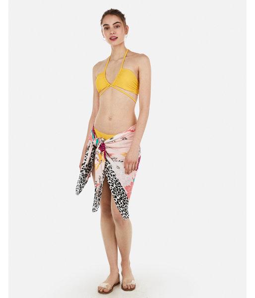 Express Womens Leopard Trim Floral Sarong
