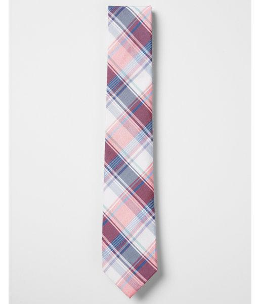 Express Mens Narrow Plaid Silk-cotton Tie
