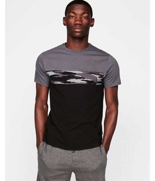 Express Mens Camo Stripe Jersey Crew Neck Tee