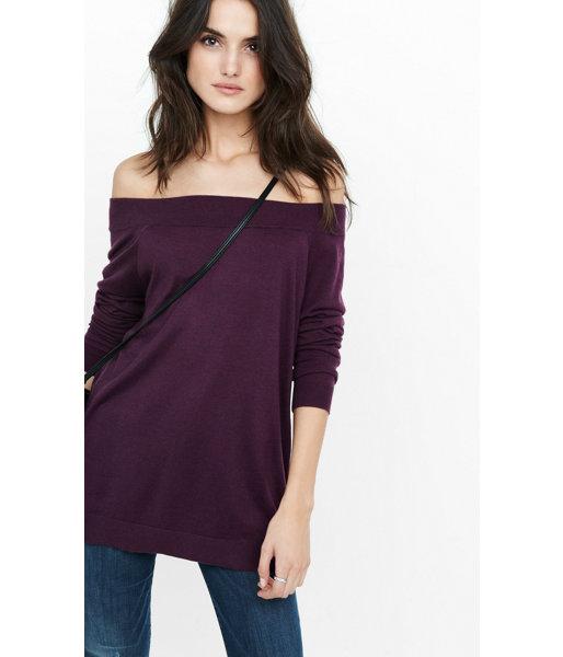 Express Women's Sweaters & Cardigans Hint Of Cashmere Off The Shoulder Tunic