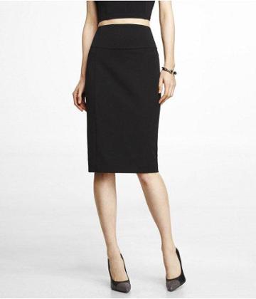 Womens High Yoke Waist Midi Pencil Skirt Black 10