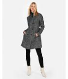 Express Womens Petite Belted Wool-blend Tweed Trench Coat