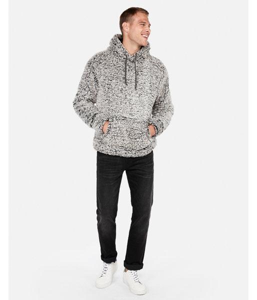 Express Mens Exp Weekend Sherpa Fleece Popover Hoodie