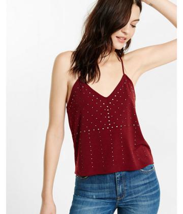 Express Womens Stud Embellished V Neck Cami