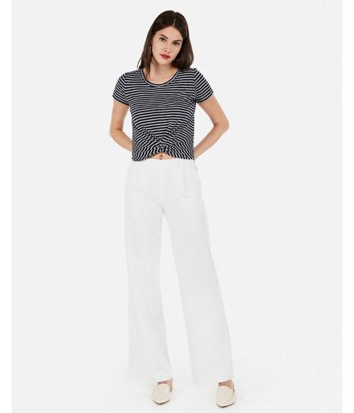 Express Womens Express One Eleven Striped Twist Front Tie Back Top