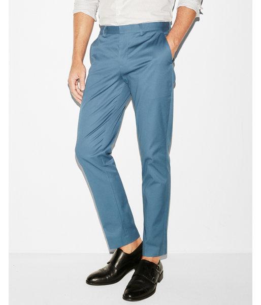 Express Mens Slim Blue Stretch Cotton Dress Pant