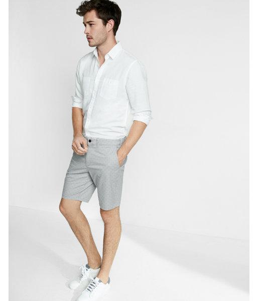 Express Slim Fit 9 Inch Micro Print Stretch Cotton