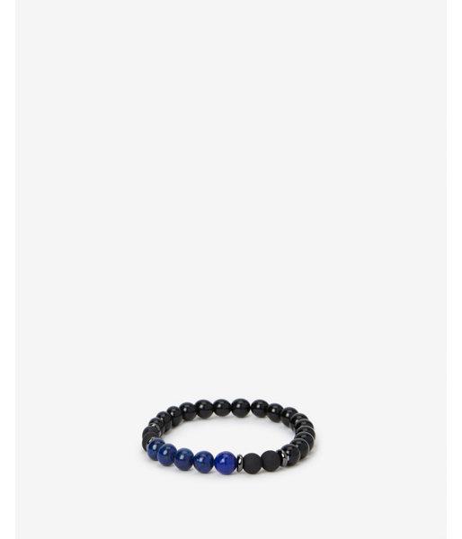 Express Mens Black And Blue Beaded Bracelet