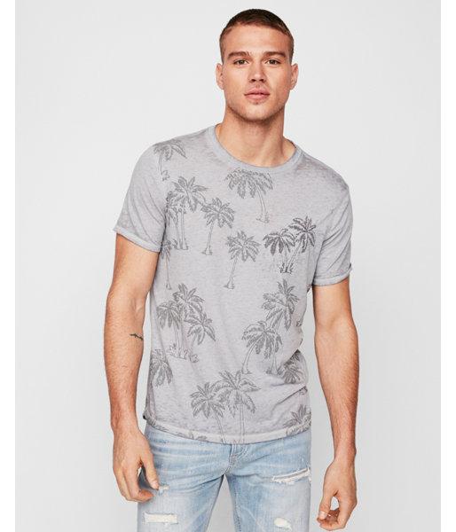 Express Mens Soft Jersey Palm Tree Burnout Tee