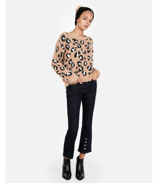 Express Womens Petite Leopard Pullover