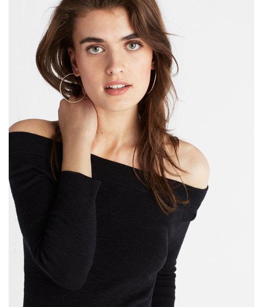 Express Womens Fitted Bateau Neck Pullover