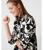 Express Womens Black And White Floral Soft Crepe Boyfriend Jacket