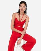 Express Womens Ruched Cut-out Wide Leg Palazzo Jumpsuit