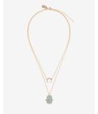 Express Womens Two Row Layered Crescent Hamsa Pendant Necklace