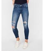 Express Womens Express Womens Petite Mid Rise Distressed Stretch Cropped Jean