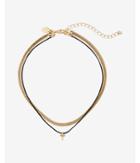 Express Womens Gold And Black Block T Initial Choker Necklace