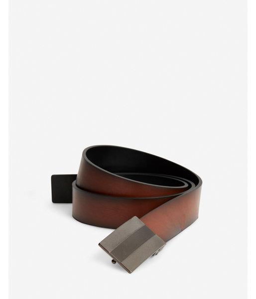 Express Mens Reversible Zigzag Textured Plaque Belt