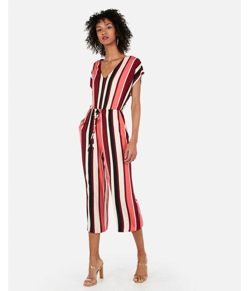 Express Womens Mixed Stripe Culotte Jumpsuit
