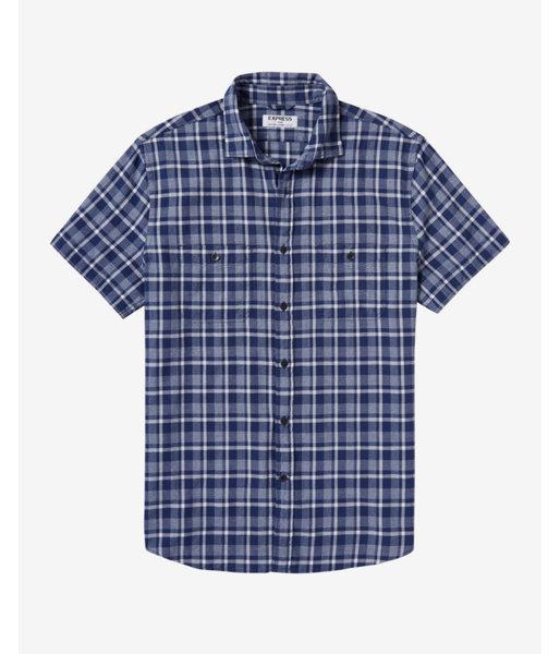 Express Mens Short Sleeve Plaid