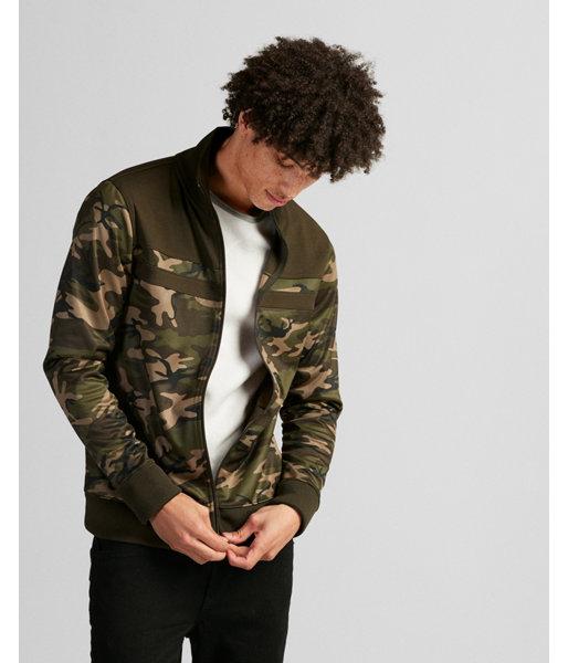 Express Mens Color Block Camo Track Jacket