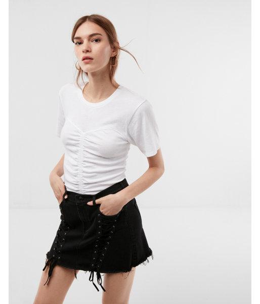 Express Womens Ruched Front Cotton Top