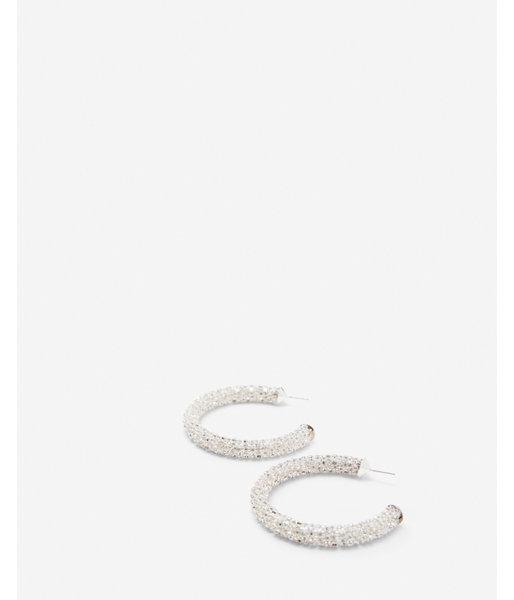 Express Womens Wrapped Rhinestone Crystal Hoop Earrings