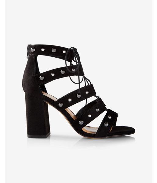 Express Womens Stud Embellished Lace-up Heeled