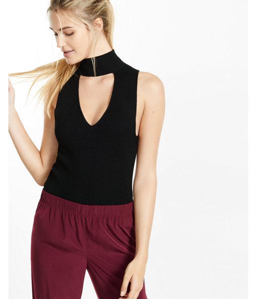 Express Womens Ribbed Sleeveless Cut-out Choker