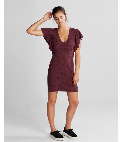 Express Flutter Sleeve Scoop Neck Dress