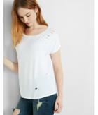 Express Womens Distressed Bateau Neck Tee